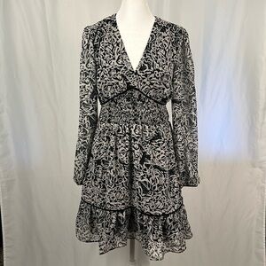 Trendyol Collection Black Gipe Detailed Skirt Flounced Lined Chiffon Mini Dress